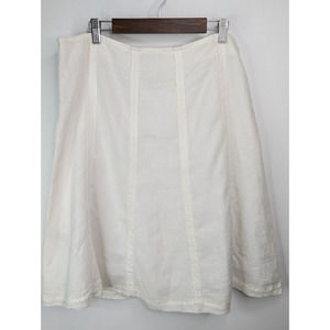 Tommy Bahama 10 White A-Line Flat Front Two Palmed Seam 100% Linen Skirt